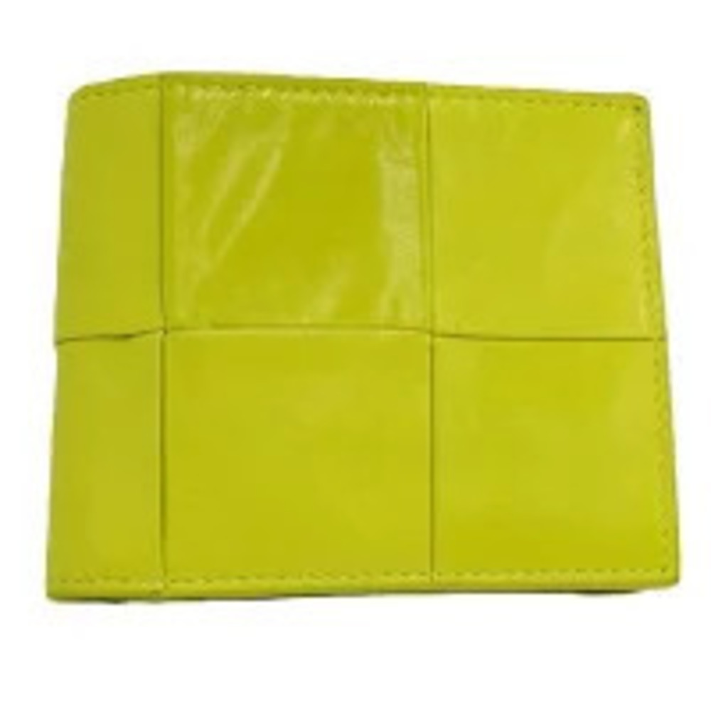 BOTTEGA VENETA Bi fold Wallet Maxi Intrecciato Leather Fluorescent Yellow